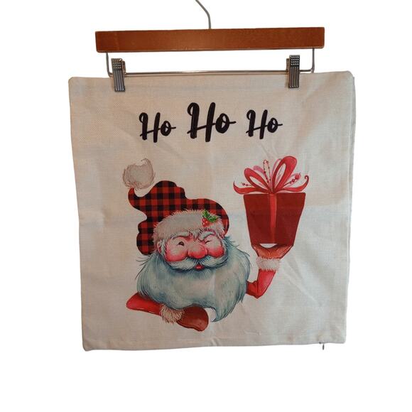 Christmas Holiday Decorative Pillow Covers Set of 4 Trees Santa Snowman Merry - Picture 2 of 5